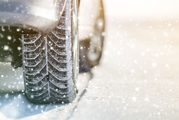 tires of a car in the snow